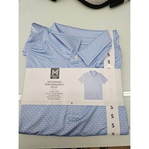 Member's Mark Mens Patterned Performance Polo Shirt Blue Red Geometric Small NEW